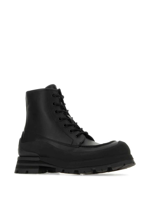 Alexander McQueen - Logo-embossed Leather Combat Boots