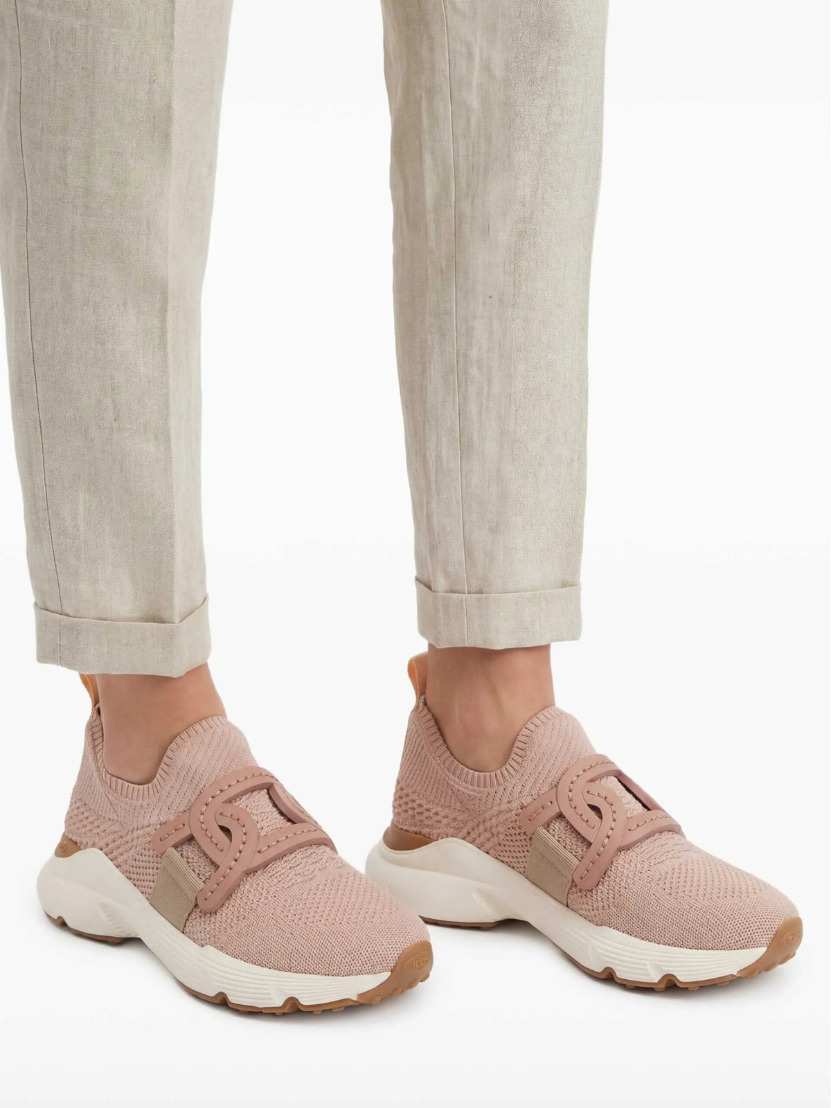 Tod's - Chain-embellished Woven Sneakers