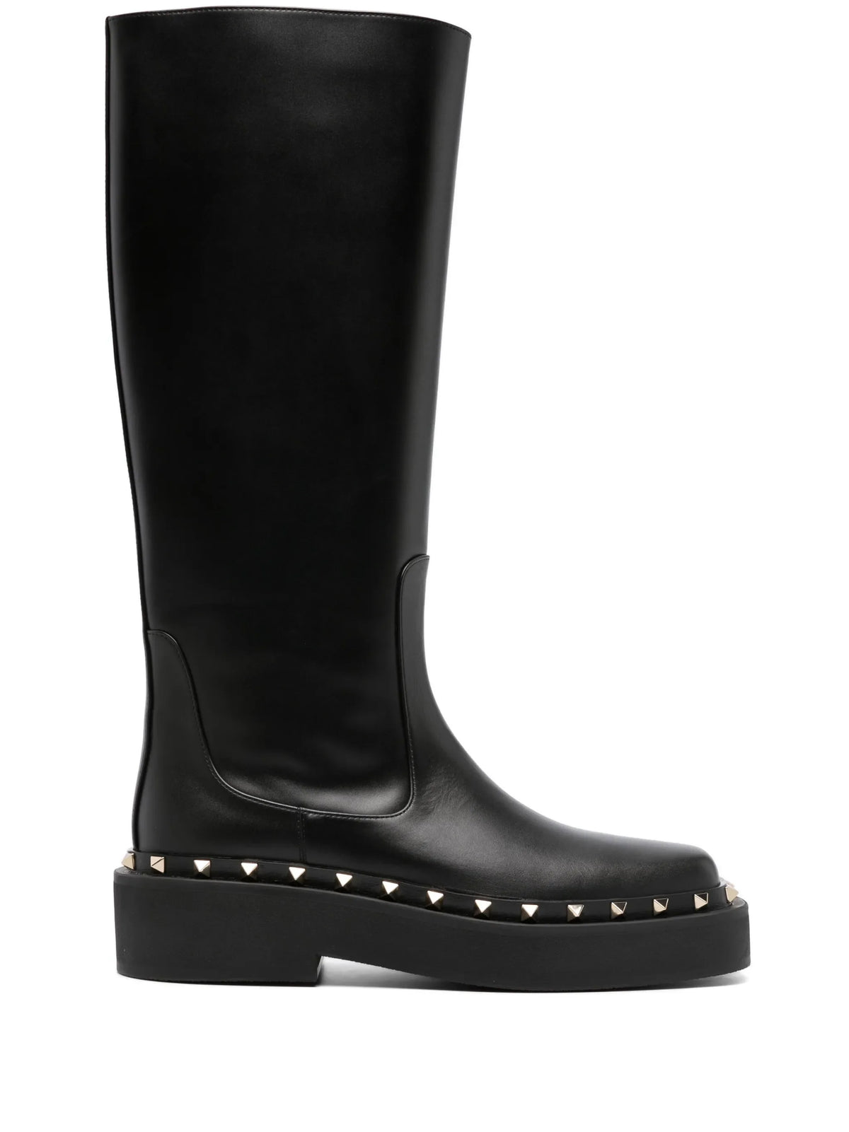 Valentino - Rockstud-embellished Knee-high Leather Boots