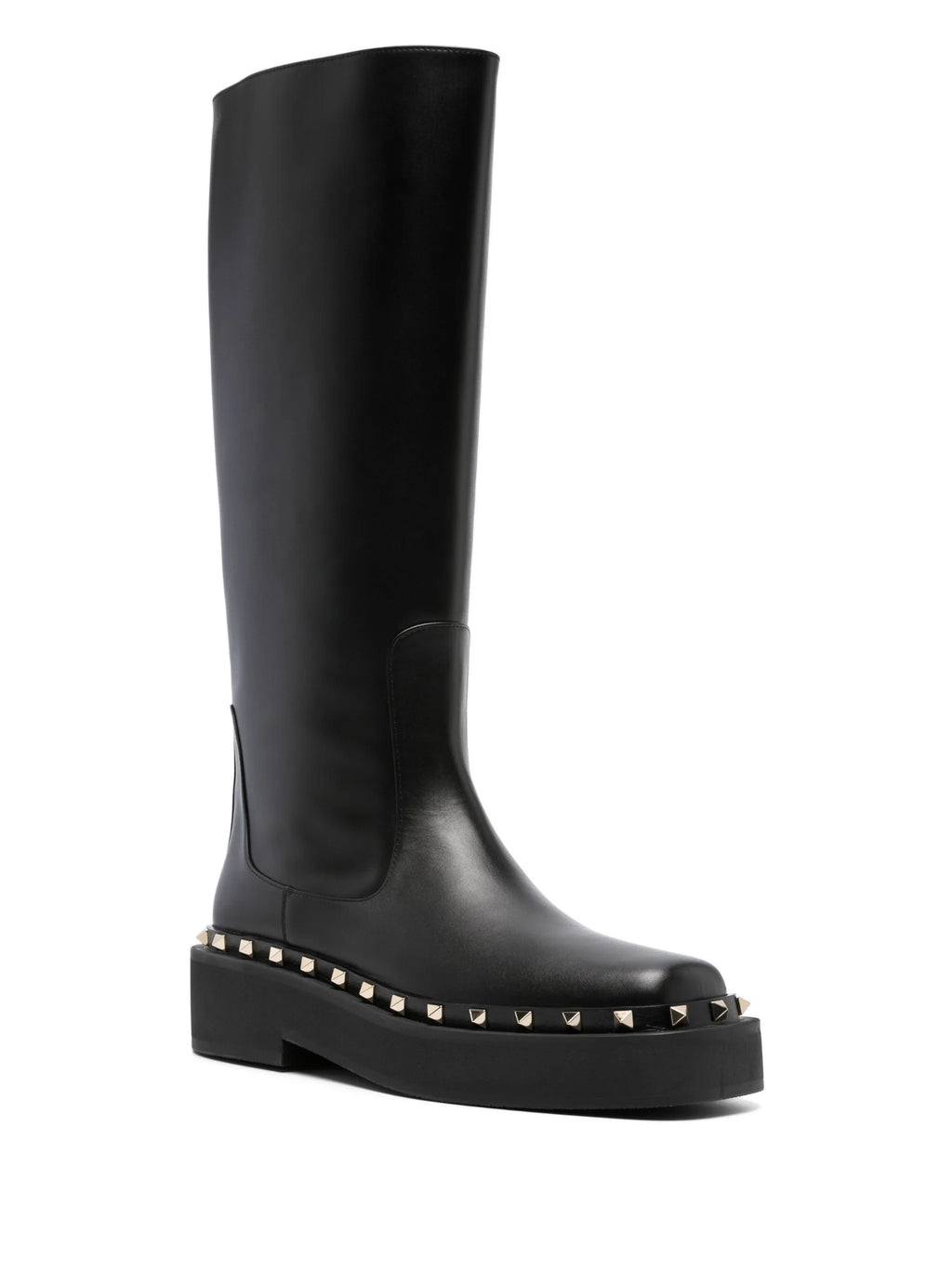 Valentino - Rockstud-embellished Knee-high Leather Boots