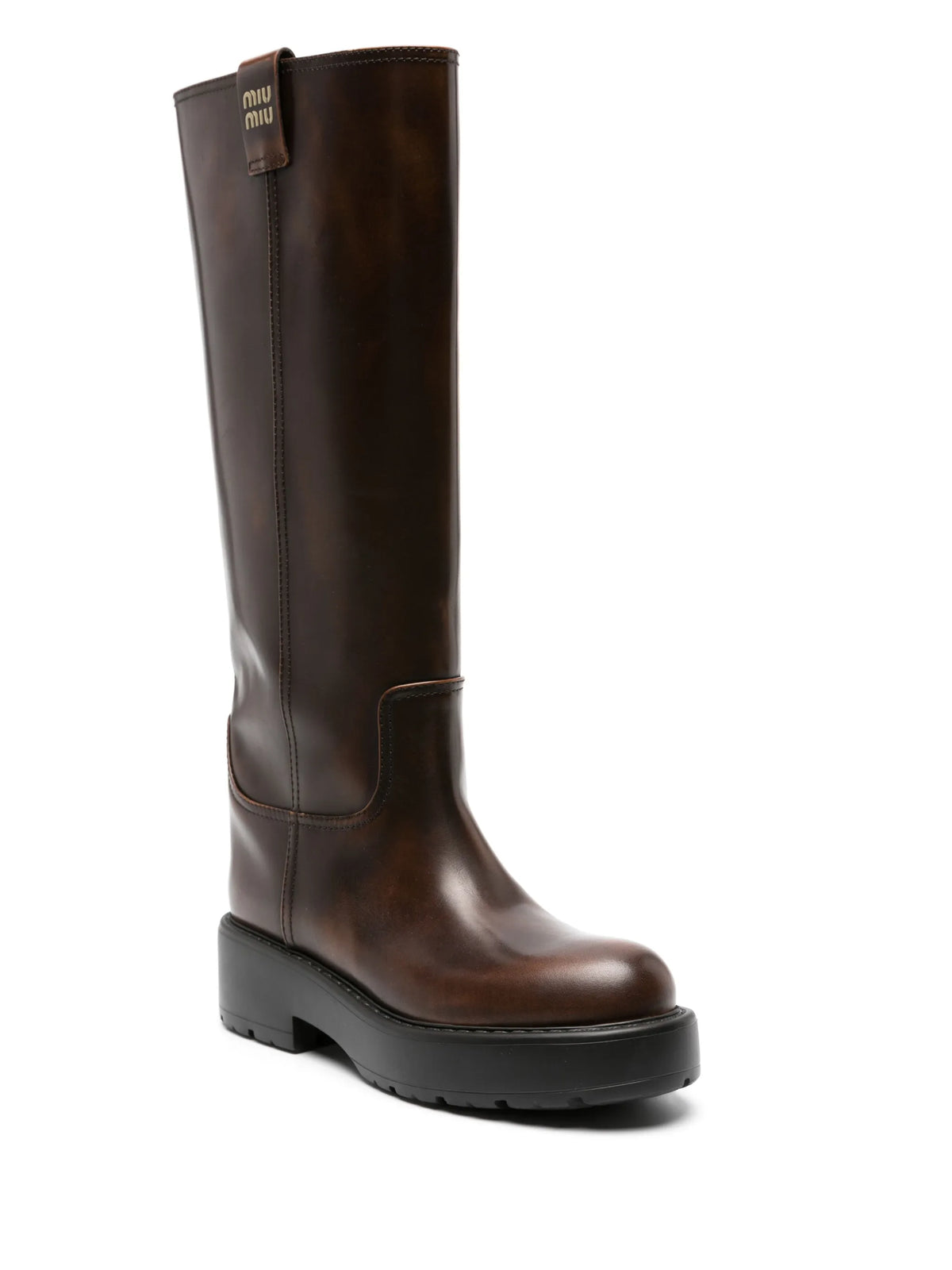 Miu Miu - Fumé Knee-high Leather Boots