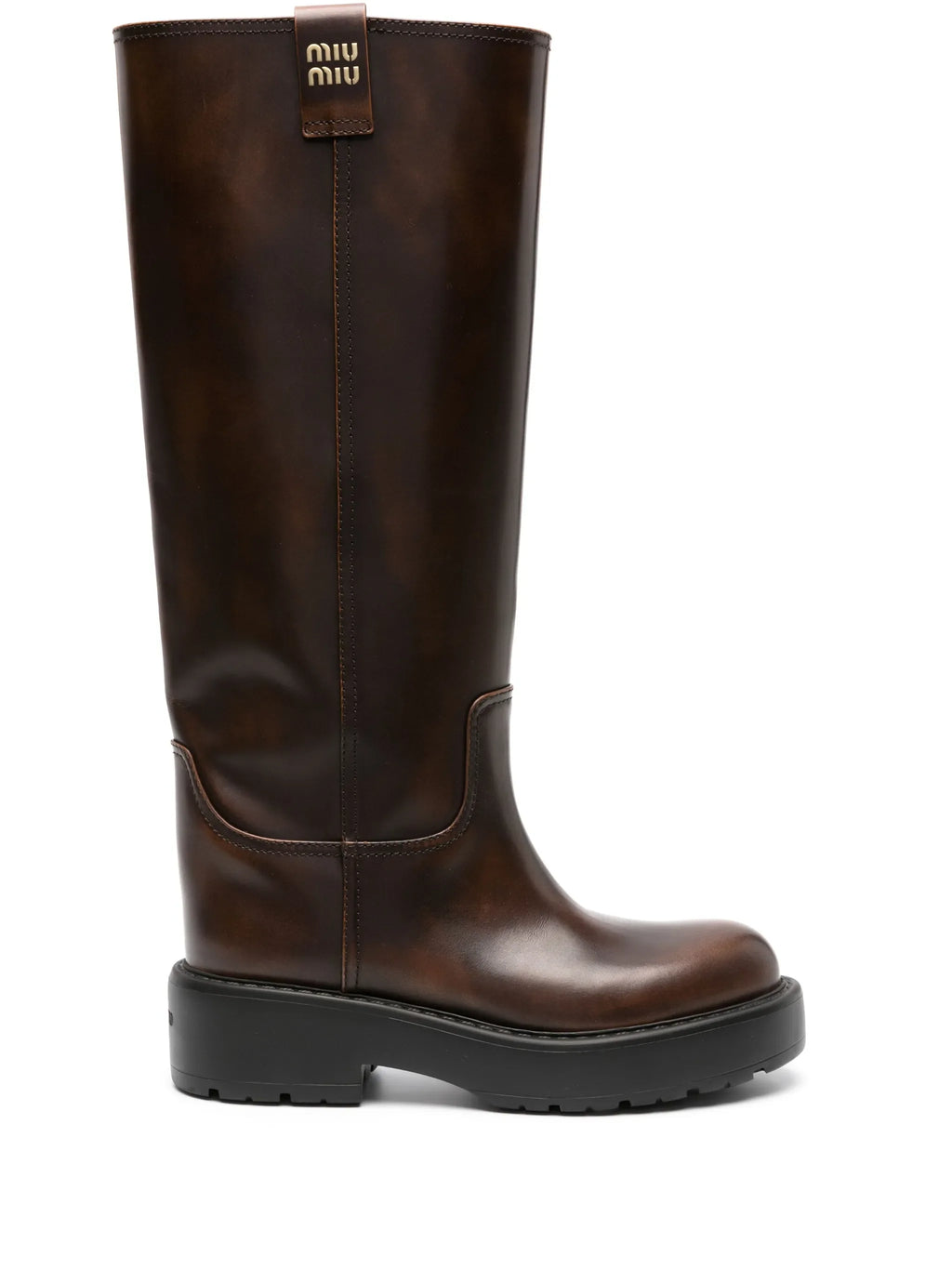 Miu Miu - Fumé Knee-high Leather Boots
