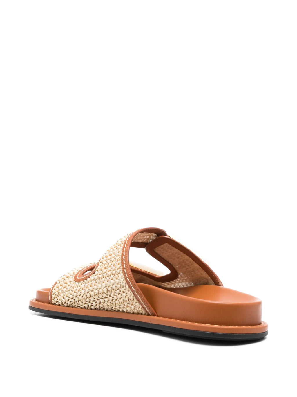 Fendi - FF Logo-buckle Raffia-strap Slides