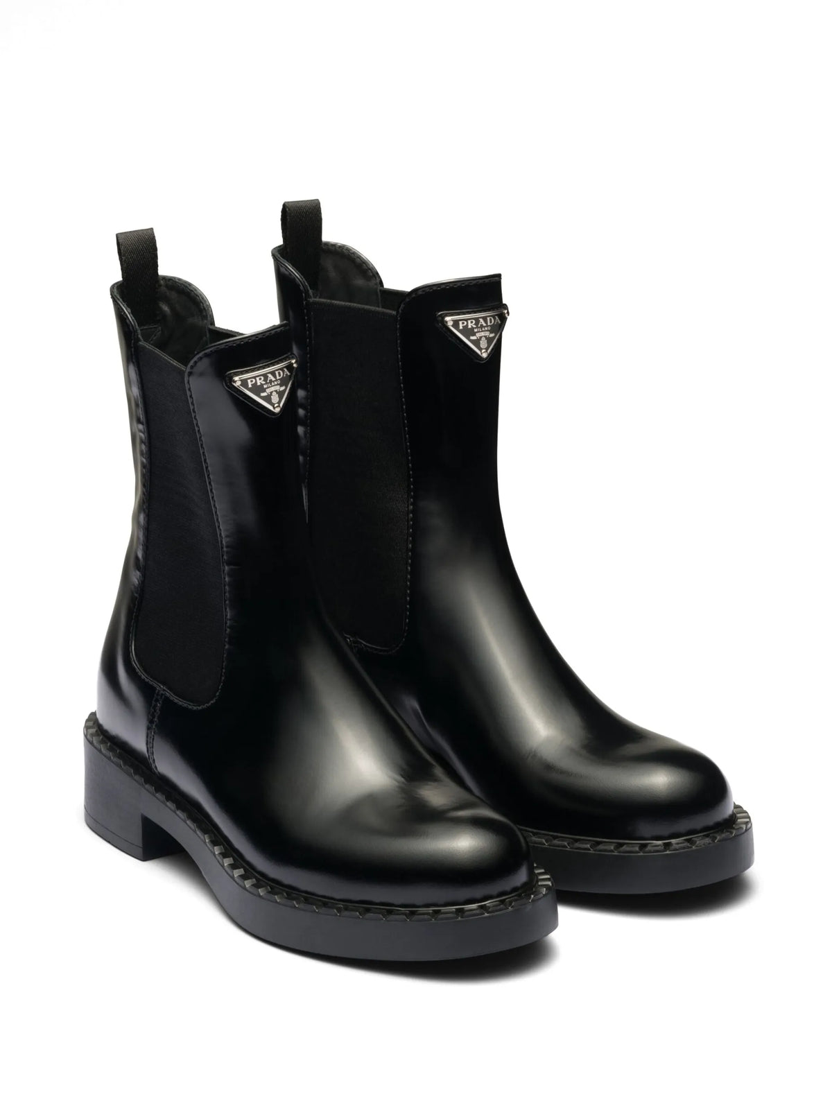 Prada - Brushed Leather Chelsea Booties