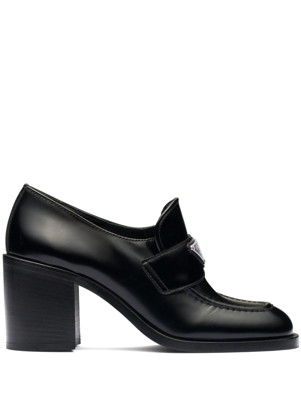 Prada - Block-heel Brushed-leather Loafers