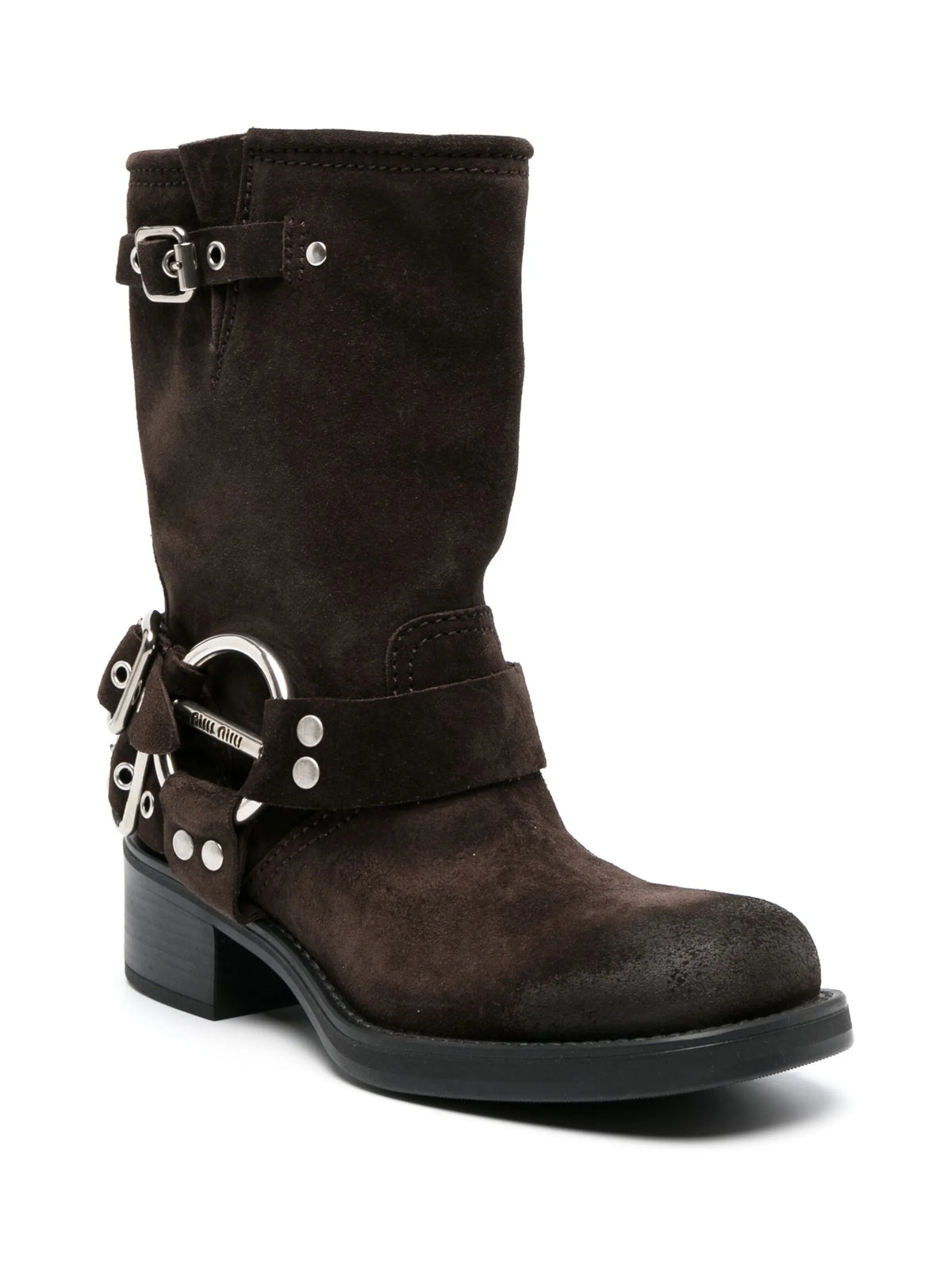 Miu Miu - Buckle-detail Suede Boots