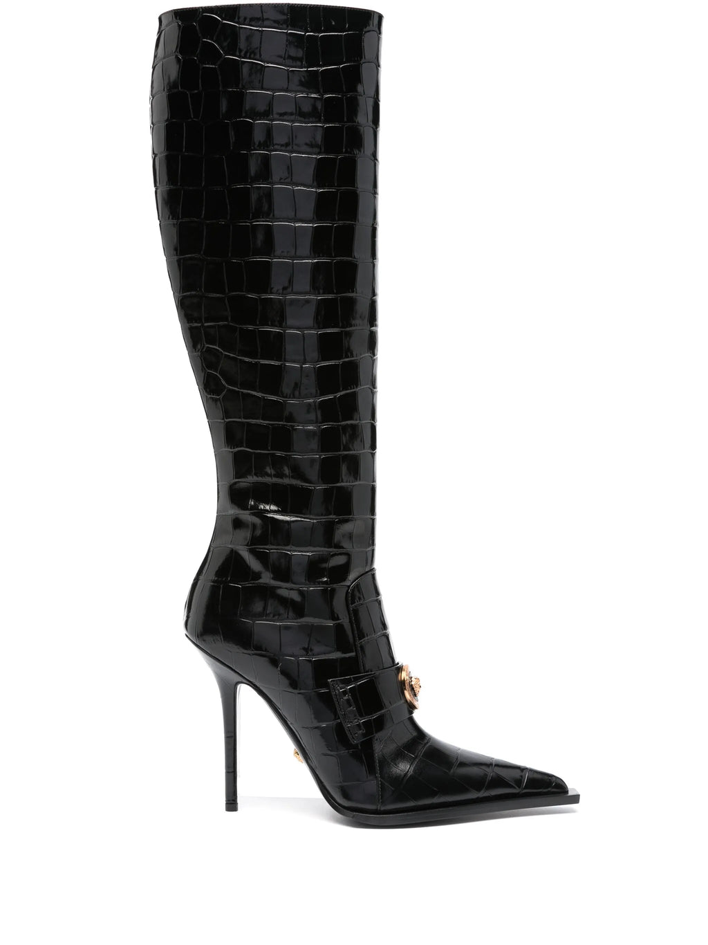 Versace - Vagabond Croco-embossed Leather Boots
