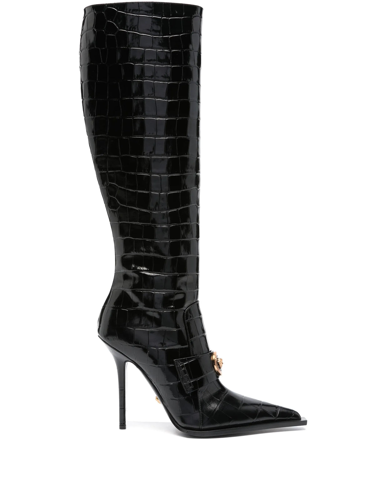 Versace - Vagabond Croco-embossed Leather Boots