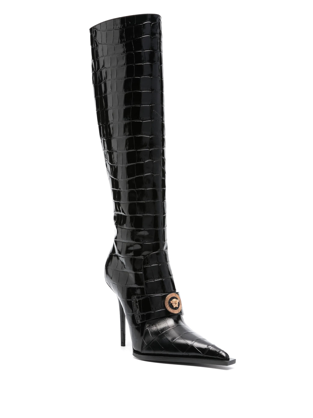 Versace - Vagabond Croco-embossed Leather Boots