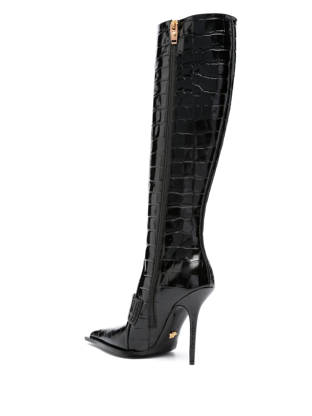 Versace - Vagabond Croco-embossed Leather Boots