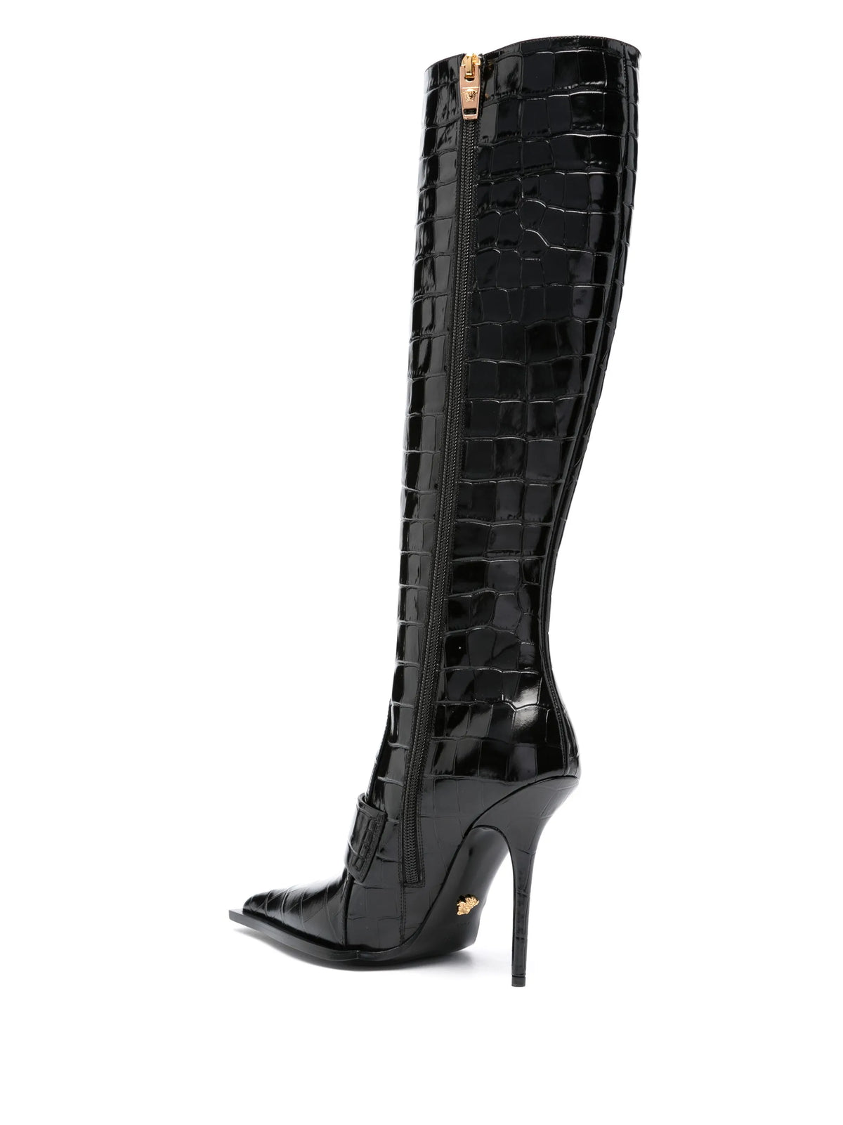 Versace - Vagabond Croco-embossed Leather Boots