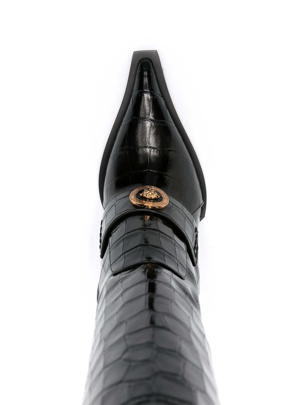 Versace - Vagabond Croco-embossed Leather Boots