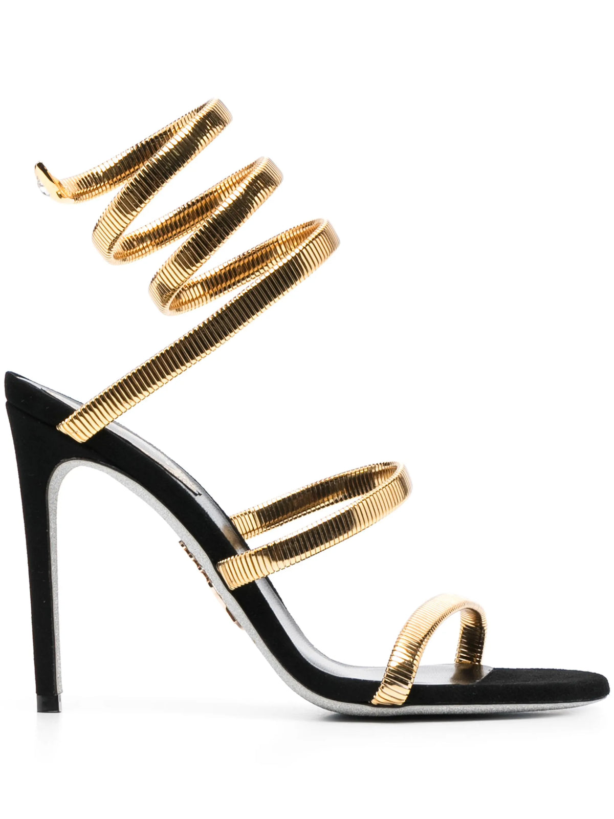 René Caovilla - Juniper Black And Gold Sandals 105