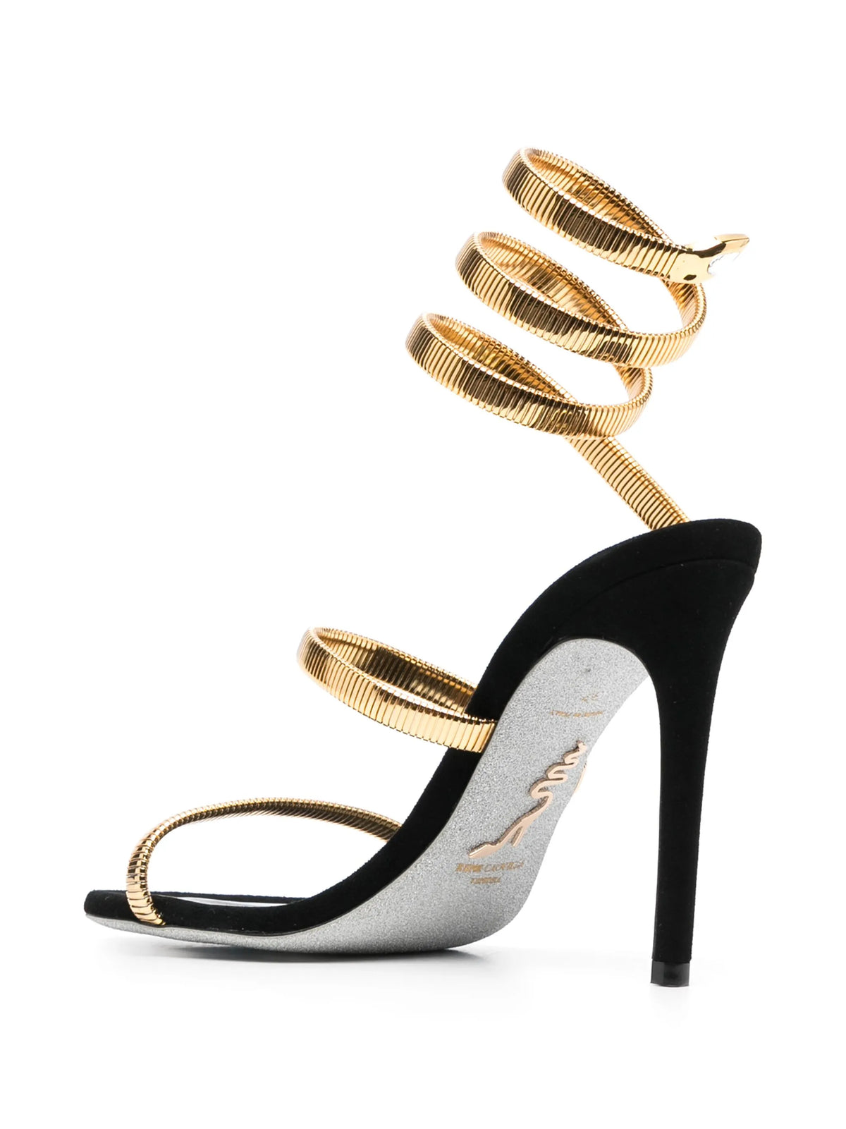 René Caovilla - Juniper Black And Gold Sandals 105