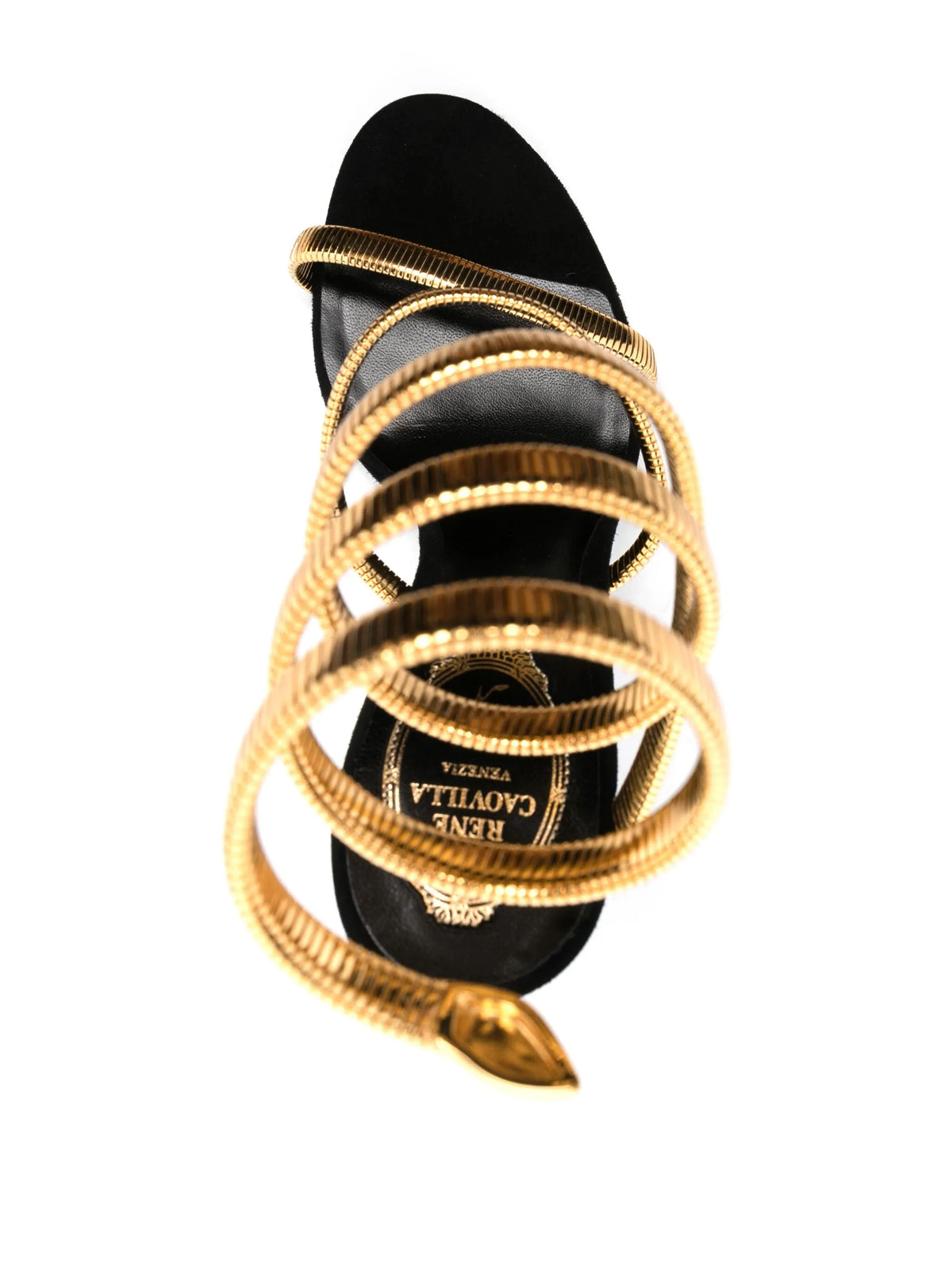 René Caovilla - Juniper Black And Gold Sandals 105