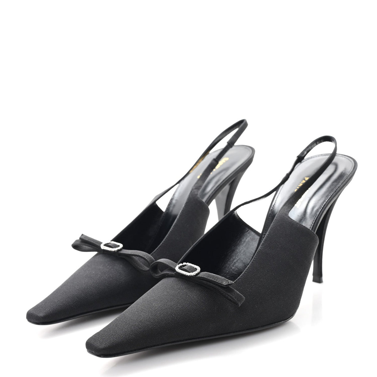 Saint Laurent - Crepe De Chine Crystal Bow Slingback Pumps