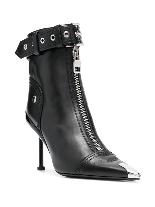 Alexander McQueen - Buckle-fastening Leather Ankle Boots