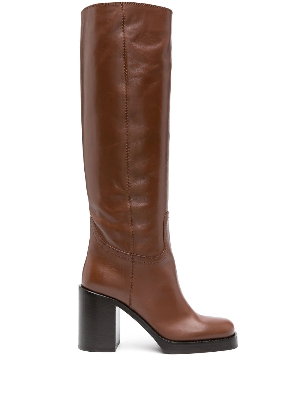 Prada - 90mm Round-toe Leather Boots