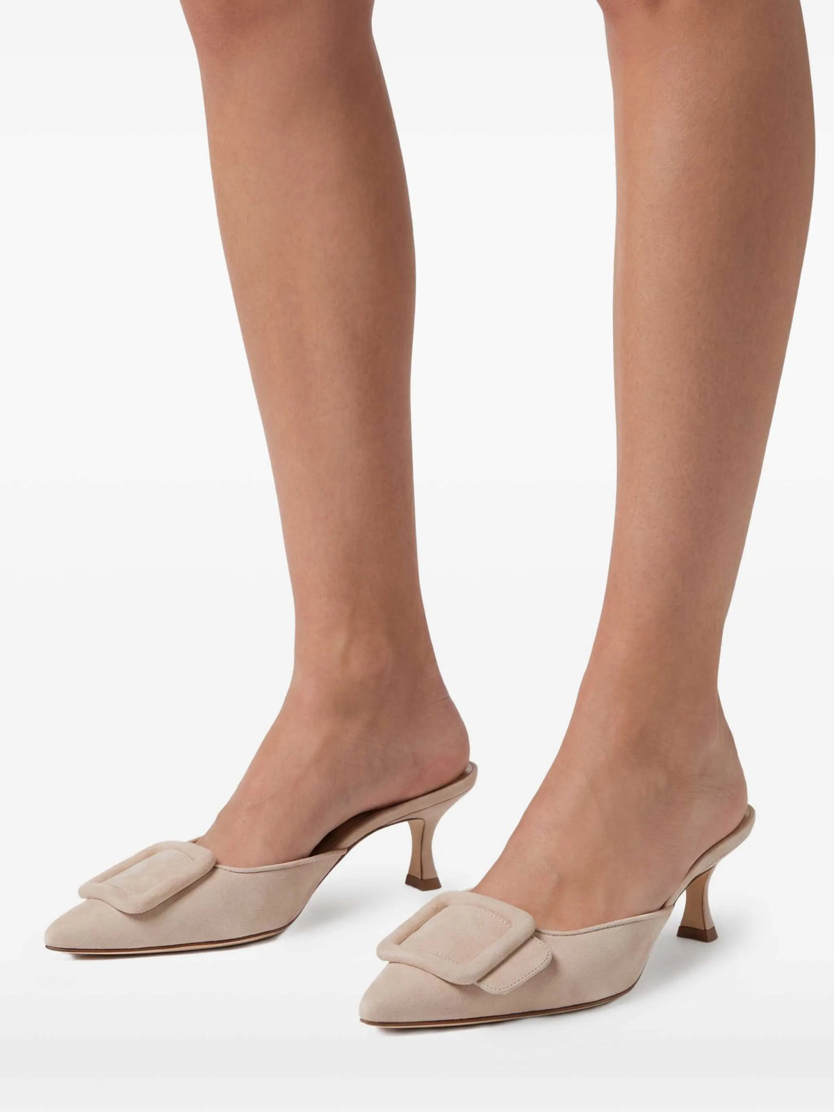 Manolo Blahnik - Maysale 50 Suede Buckle Detail Mules