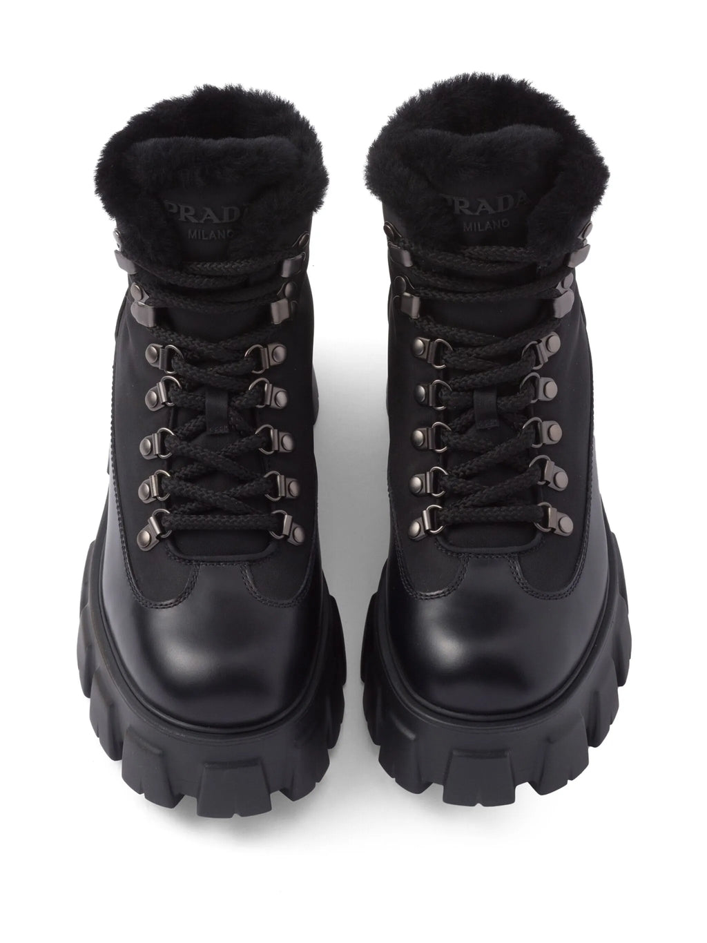 Prada - Moonlith Brushed Leather Combat Boots