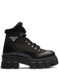 Prada - Moonlith Brushed Leather Combat Boots