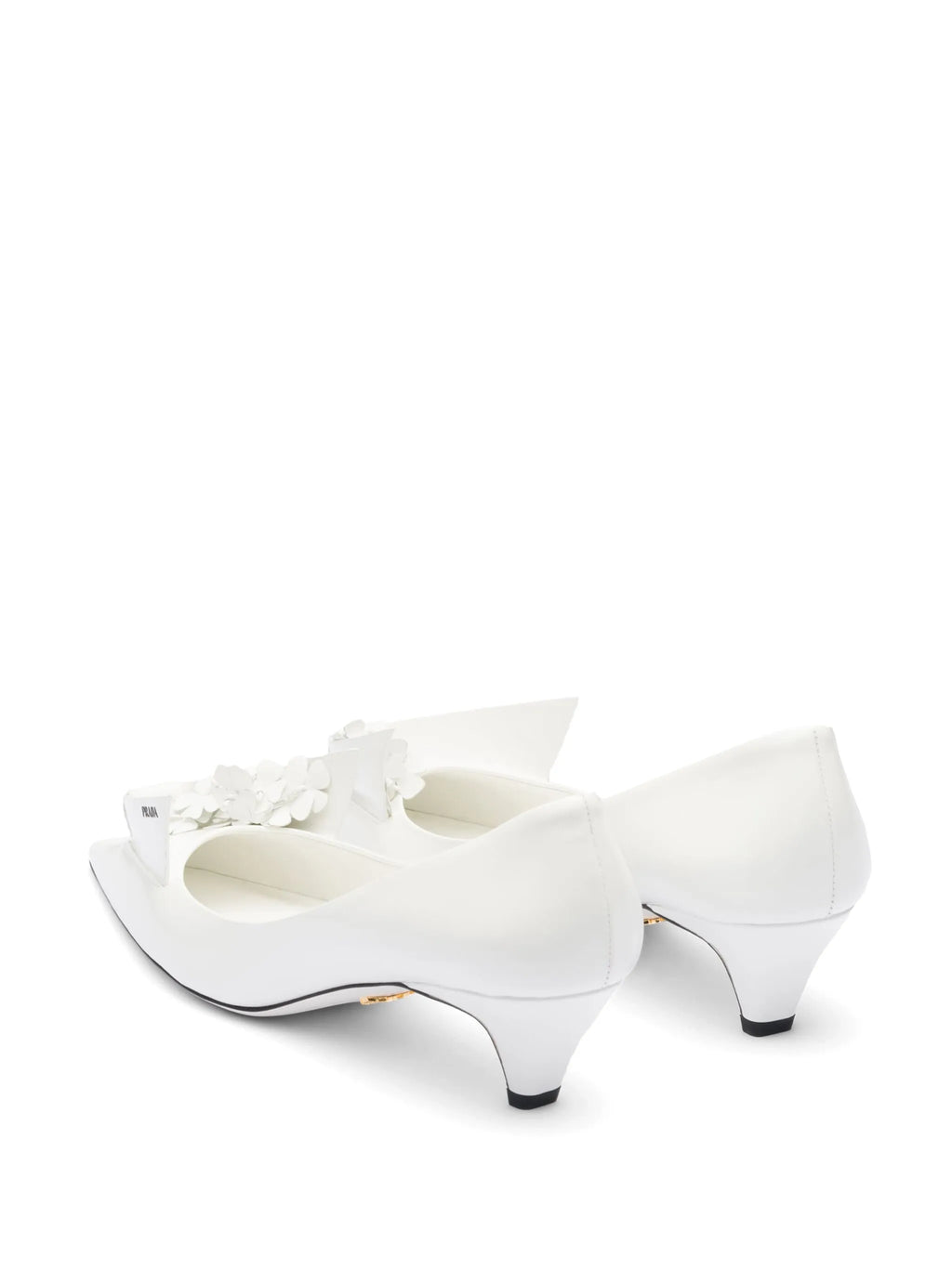 Prada - 45mm Floral-appliqué Leather Pumps