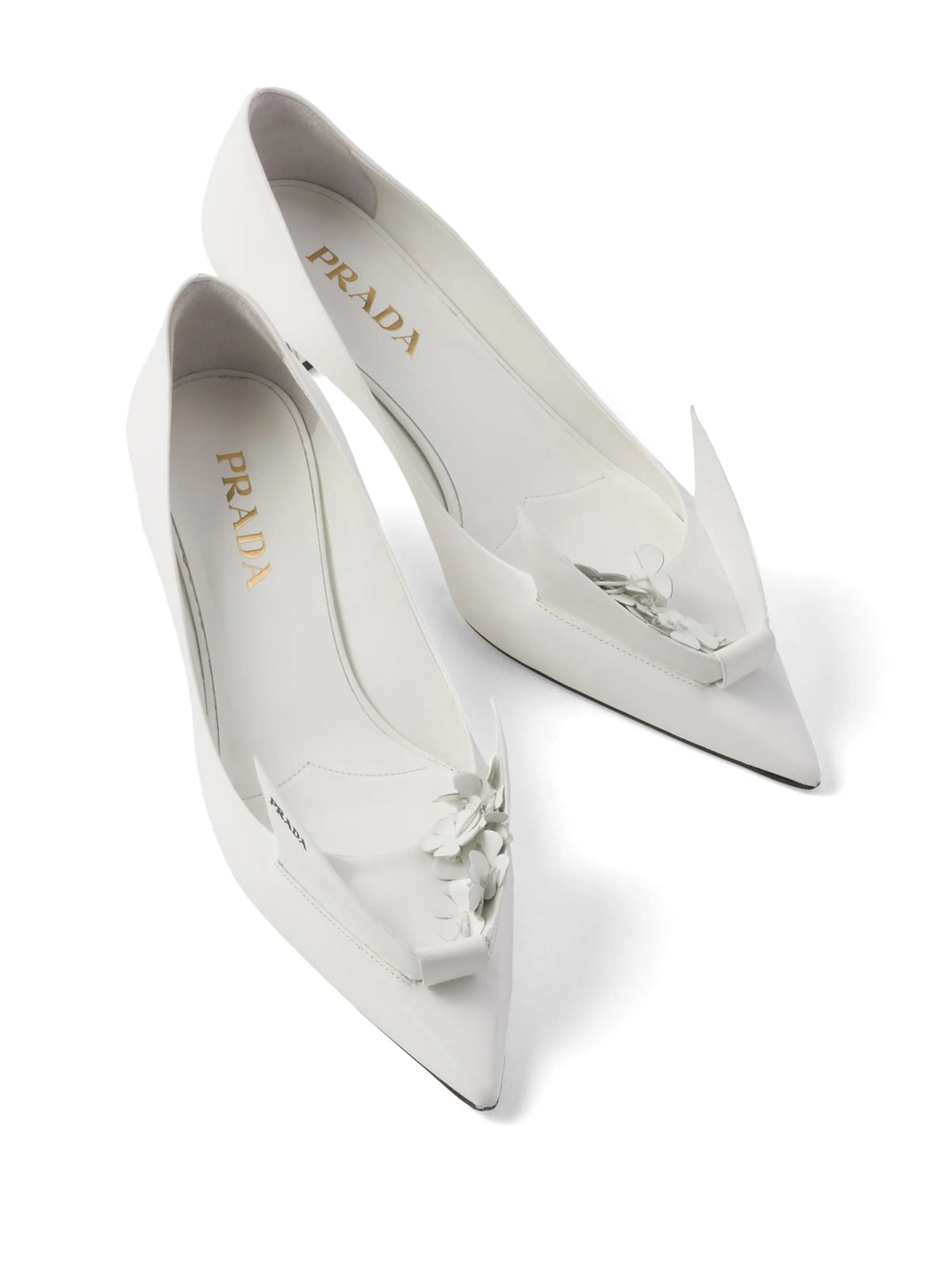 Prada - 45mm Floral-appliqué Leather Pumps