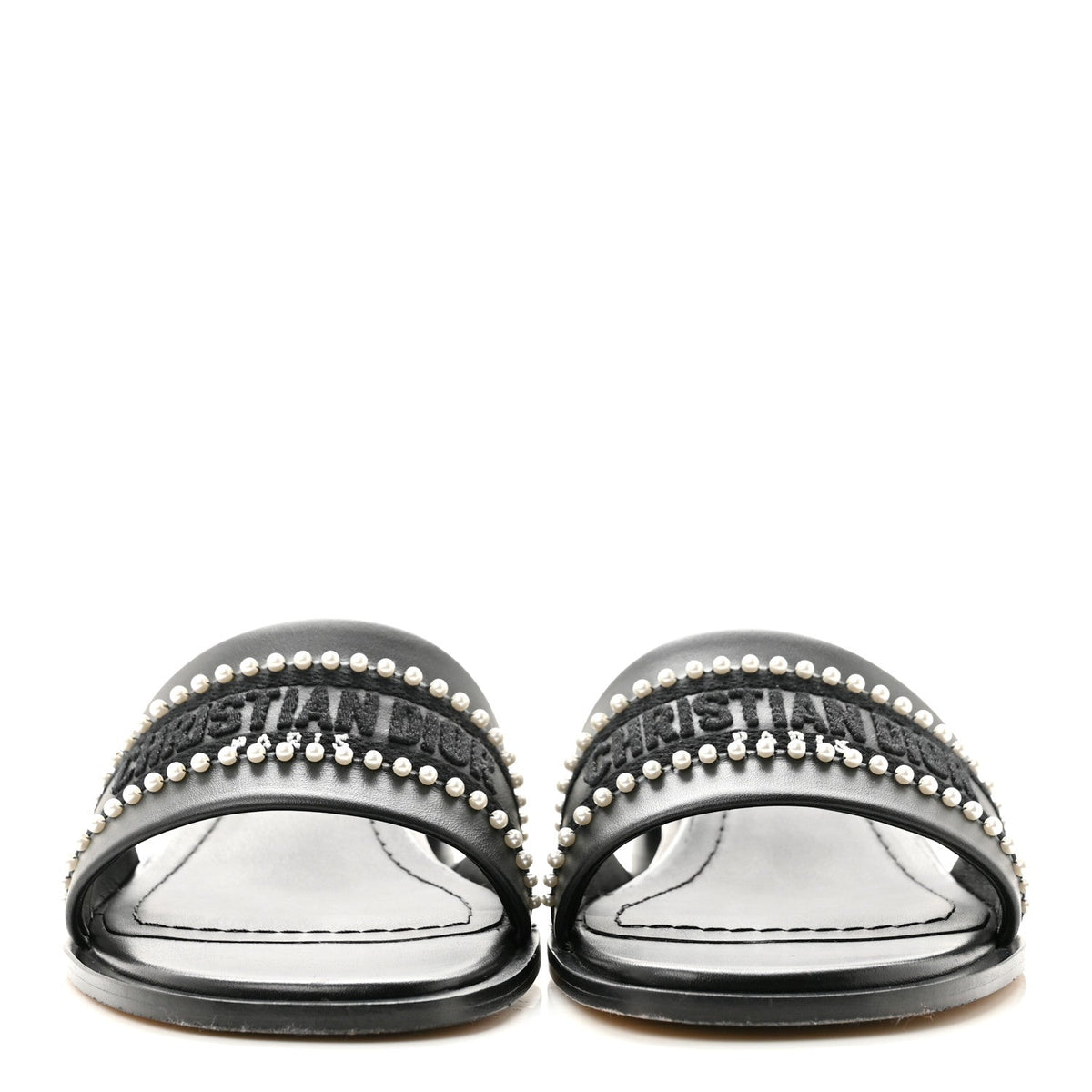 Dior - Calfksin Pearl Embroidered Dway 35mm Slide Sandals