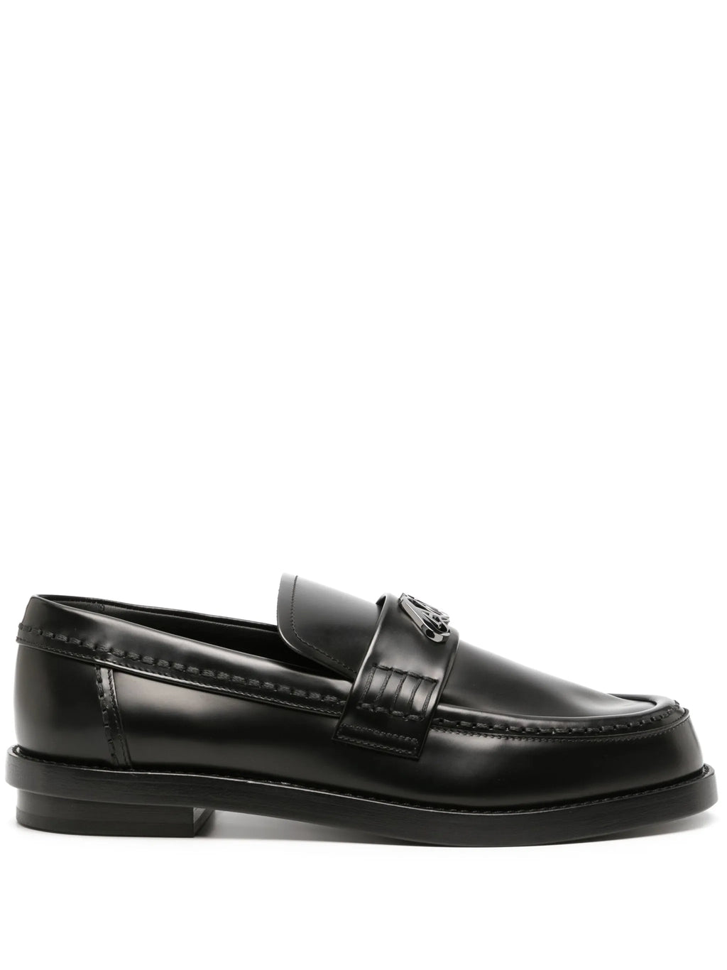 Alexander McQueen - Seal-plaque Leather Loafers