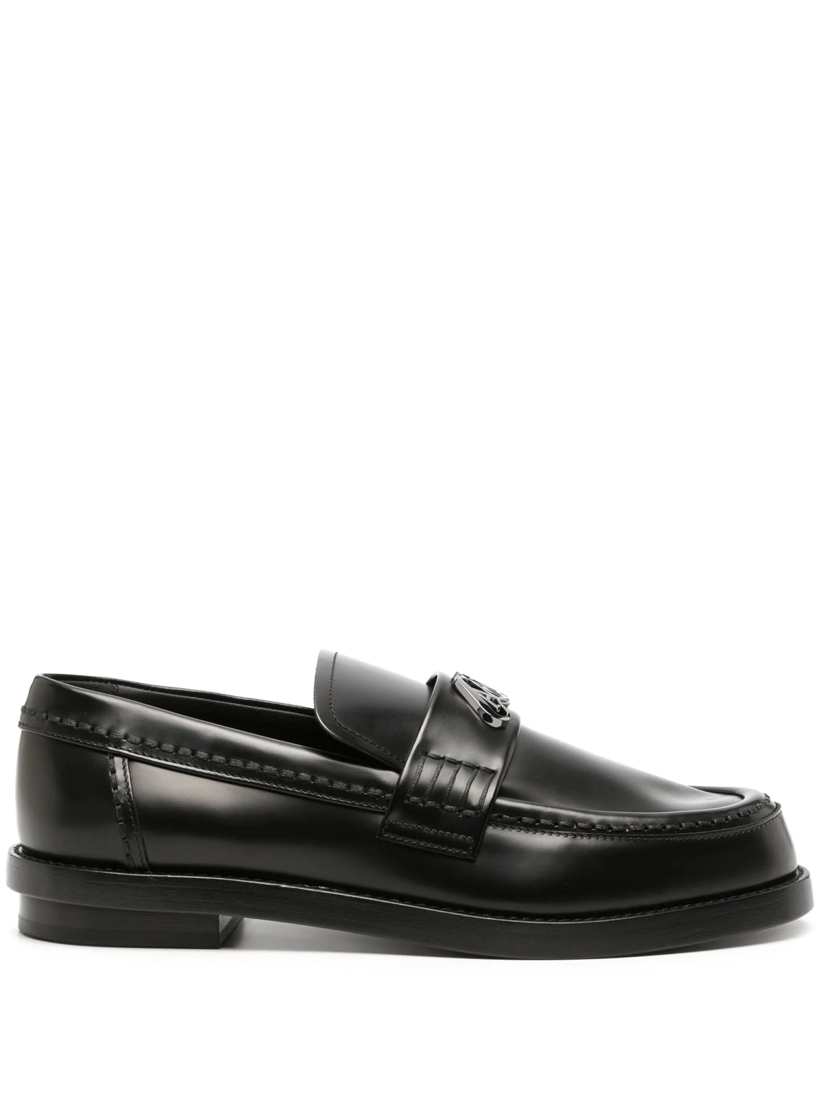 Alexander McQueen - Seal-plaque Leather Loafers