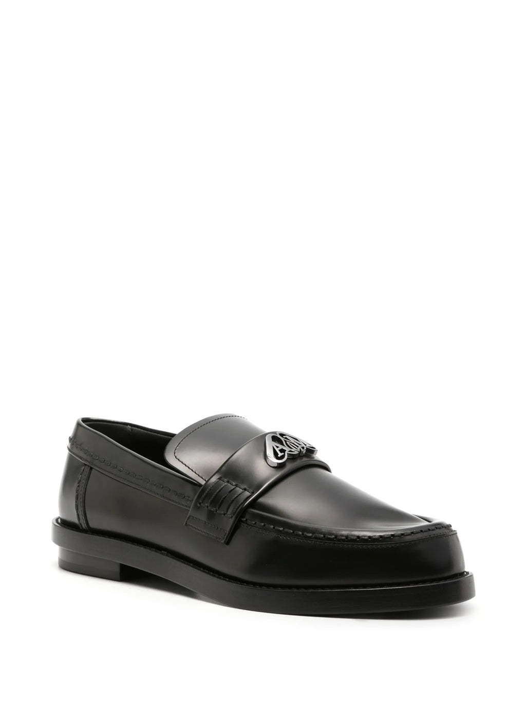 Alexander McQueen - Seal-plaque Leather Loafers