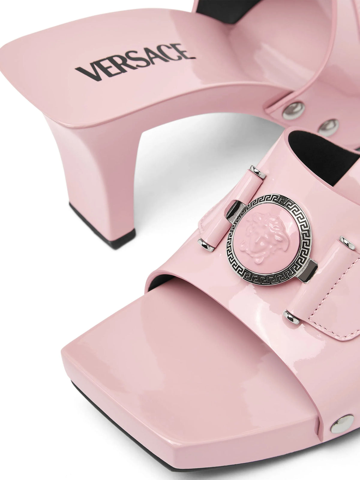 Versace - 60mm Medusa-buckle Patent-leather Clogs