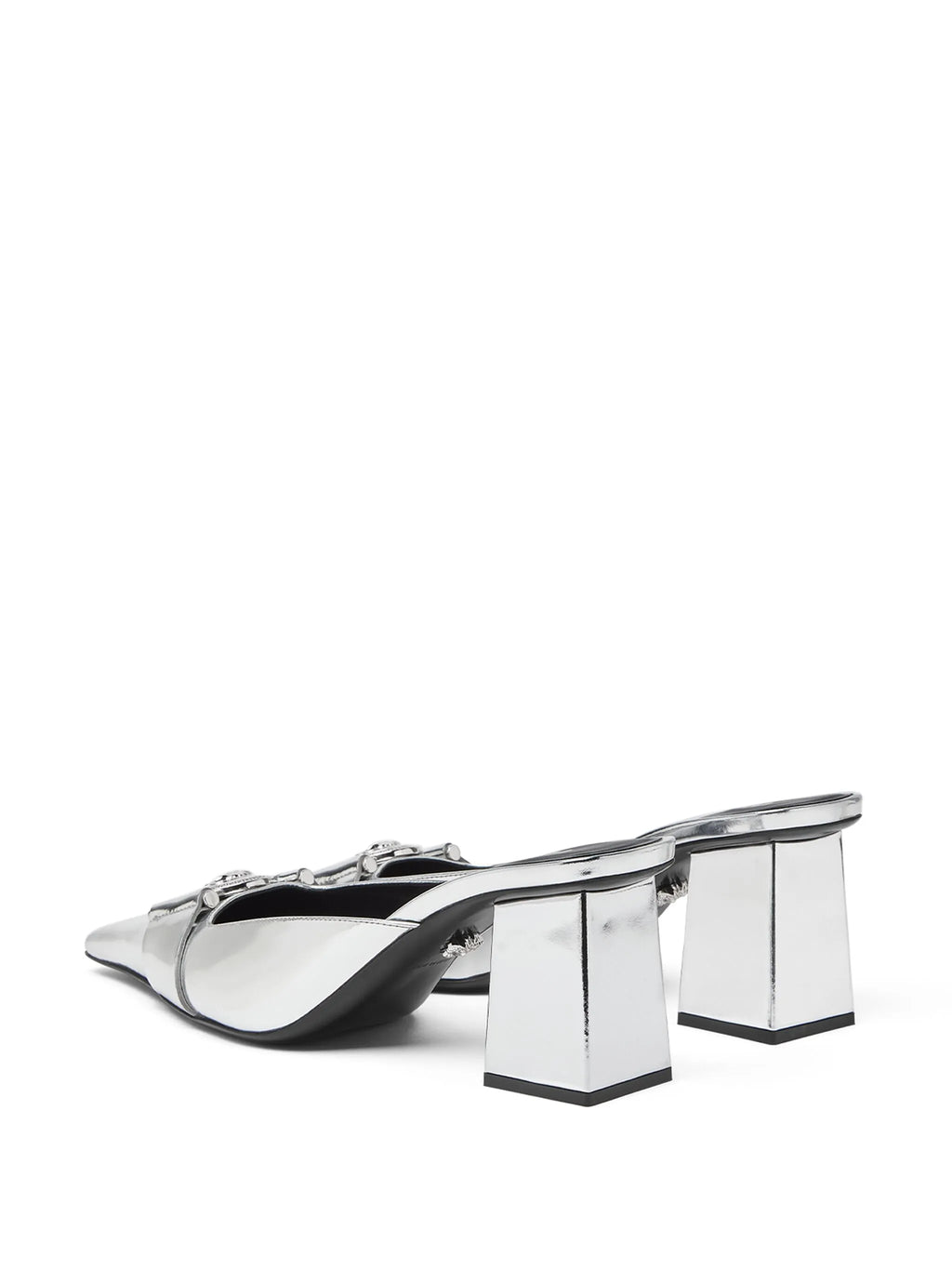 Versace - Medusa Buckle Metallic Leather Mules