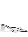 Versace - Medusa Buckle Metallic Leather Mules