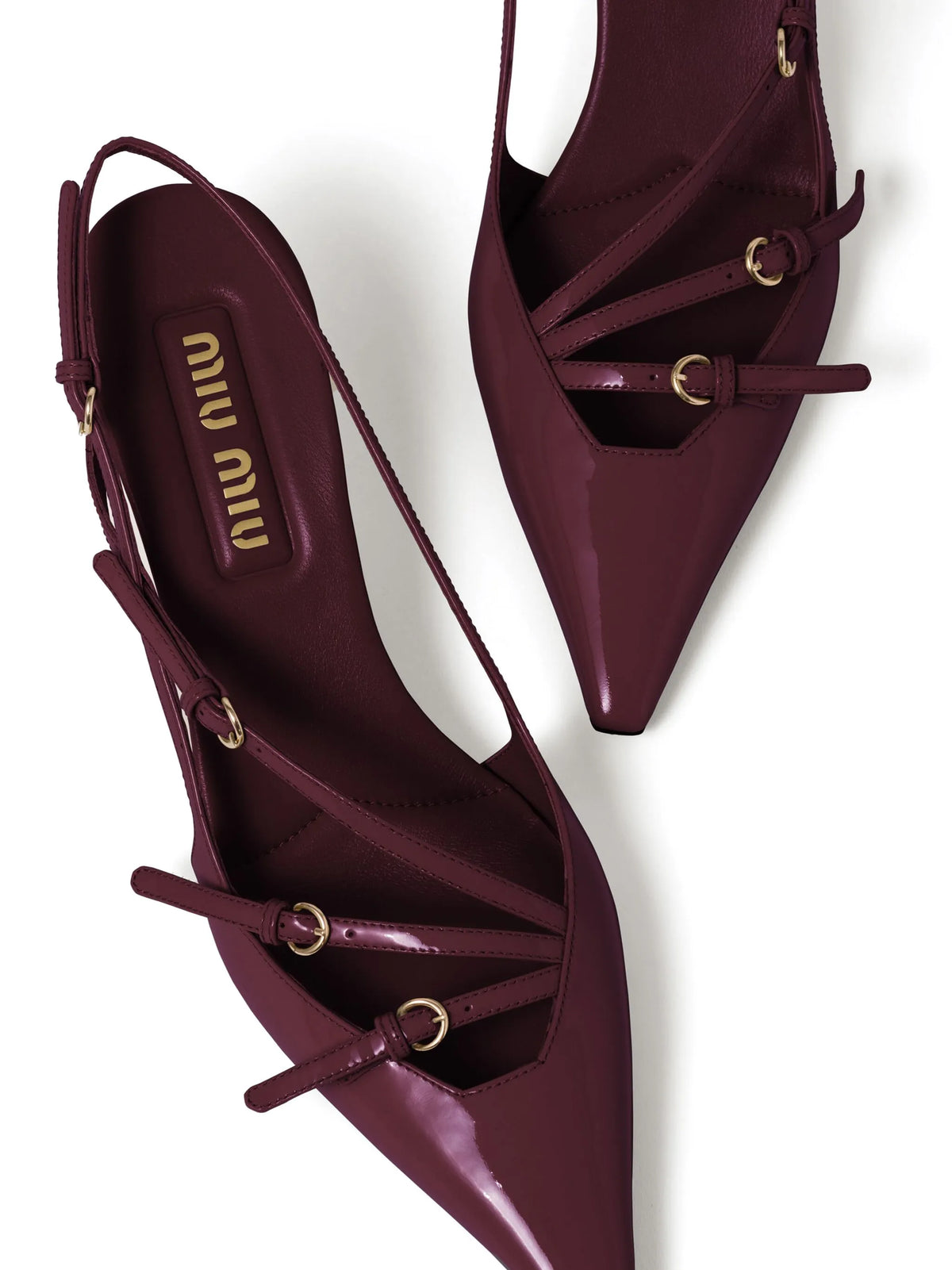 Miu Miu - Patent Leather Slingbacks With Buckles