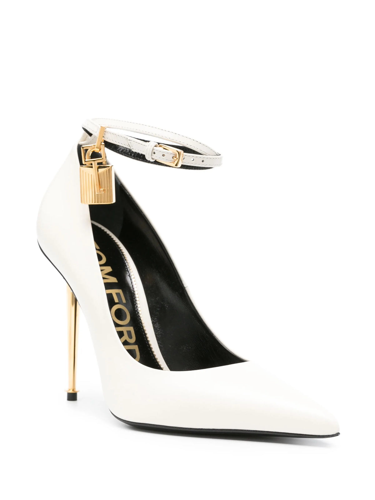 Tom Ford - 105mm Padlock-detail Pumps - Chalk White