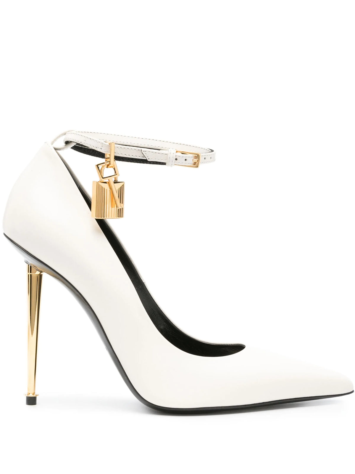 Tom Ford - 105mm Padlock-detail Pumps - Chalk White