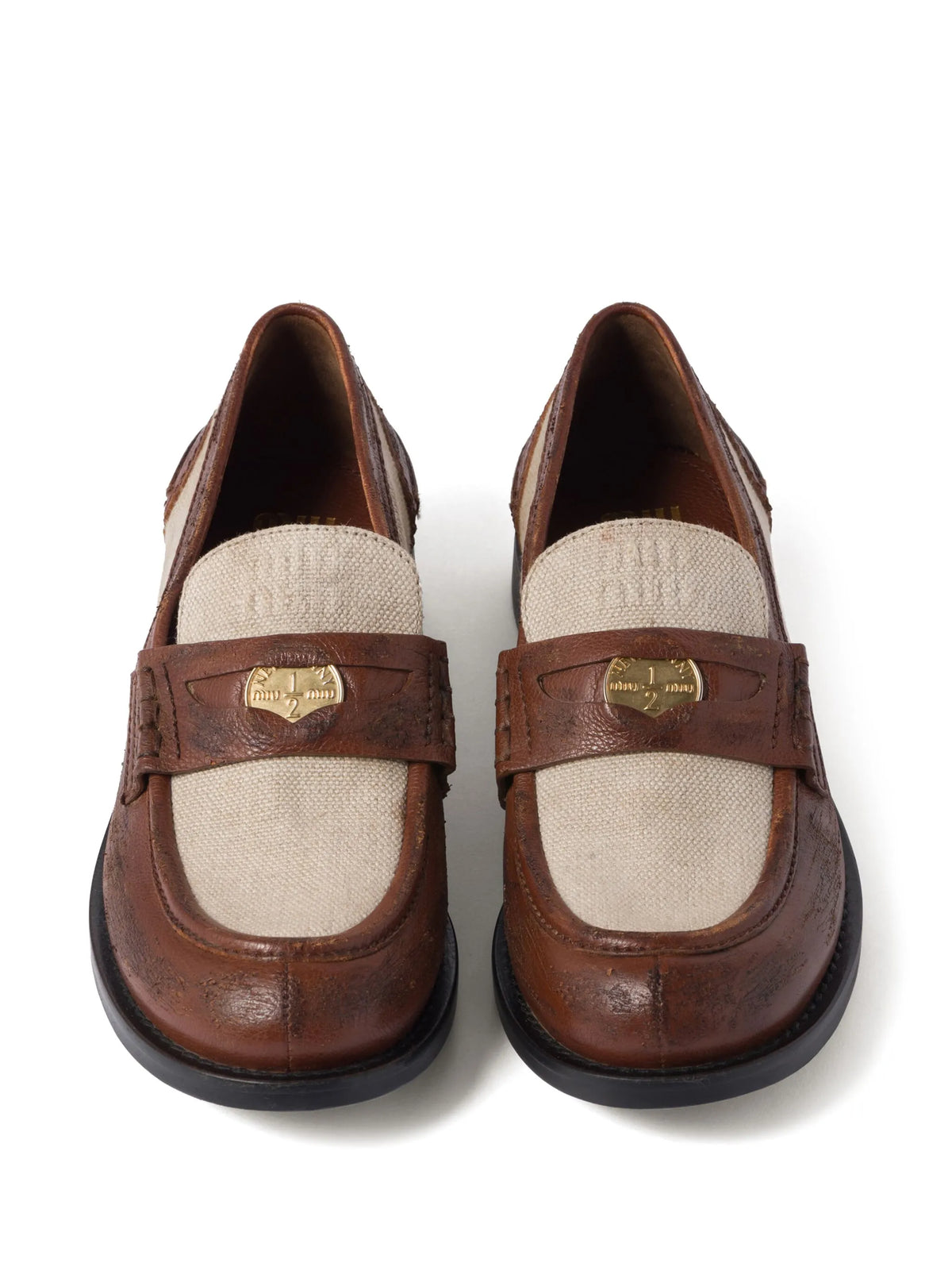 Miu Miu - Penny-appliqué Panelled Loafers