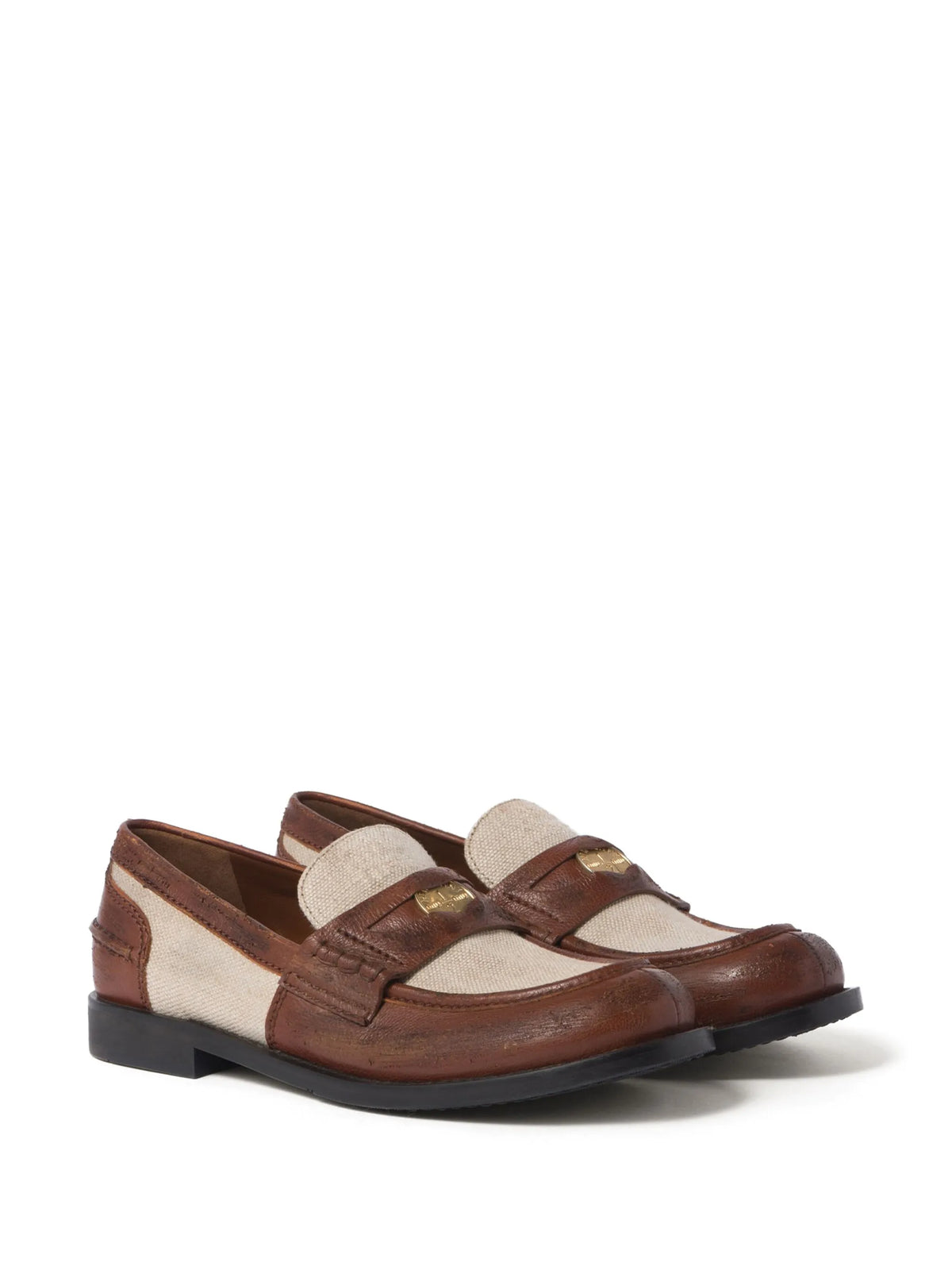 Miu Miu - Penny-appliqué Panelled Loafers