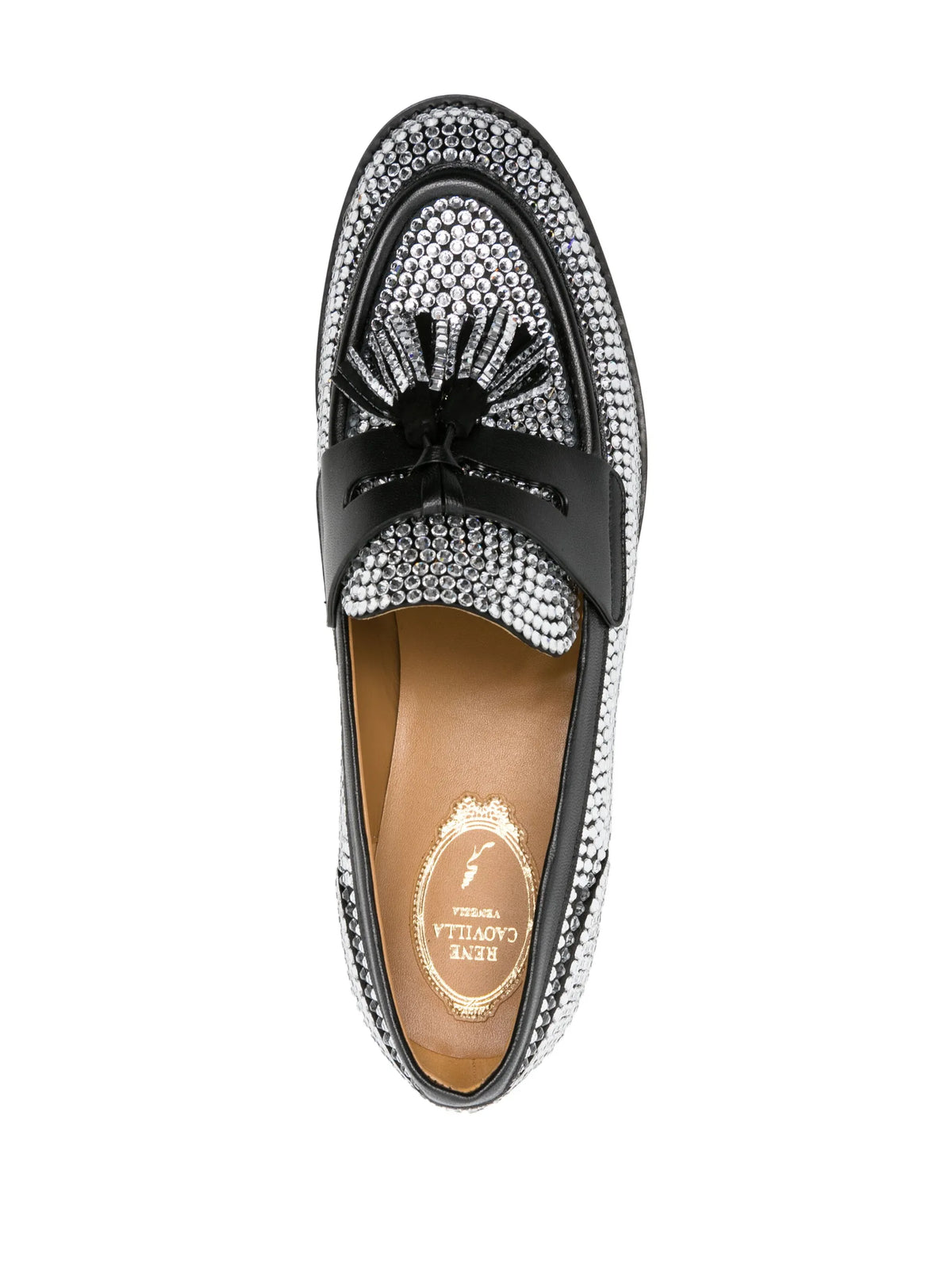 René Caovilla - Rhinestone-embellished Leather Loafers