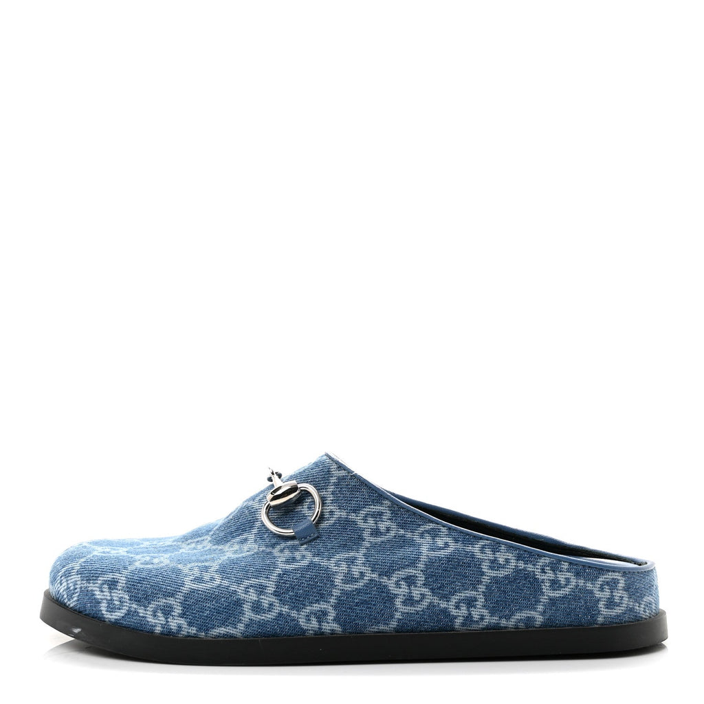 Gucci - New Denim GG Monogram Granada Kid Horsebit Mules