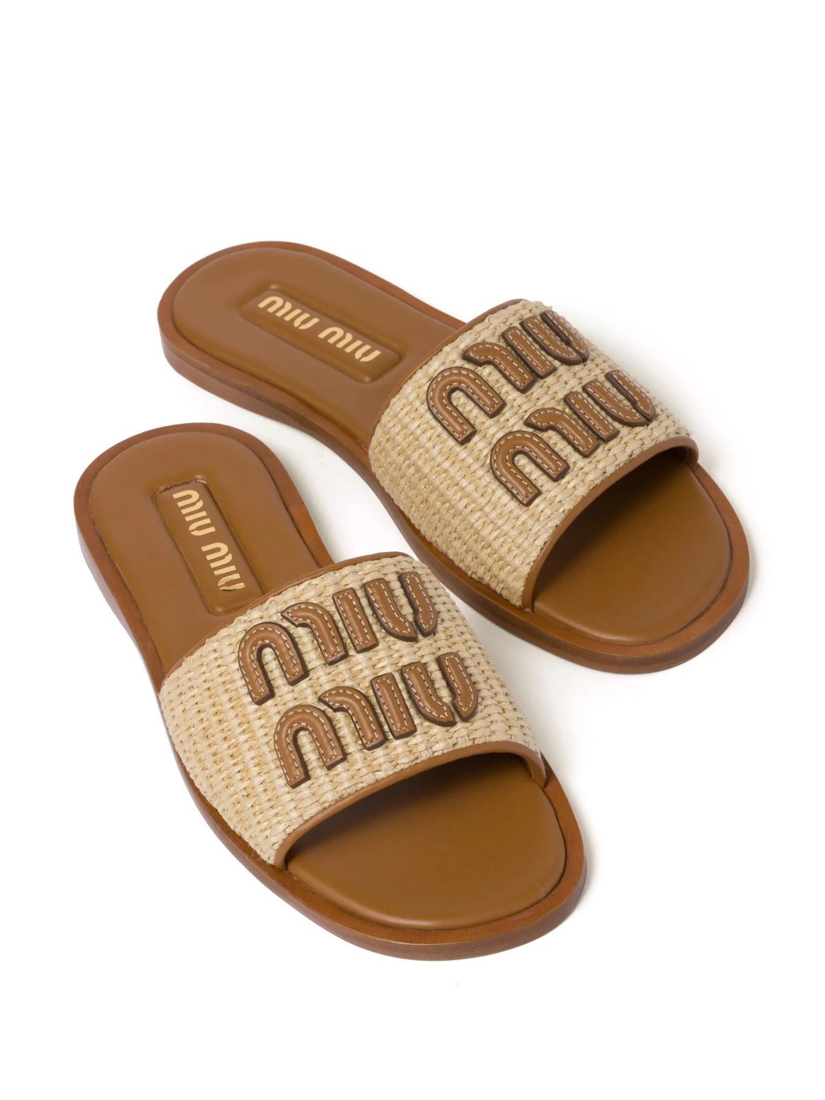 Miu Miu - Logo-patch Raffia Slides