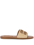 Miu Miu - Logo-patch Raffia Slides