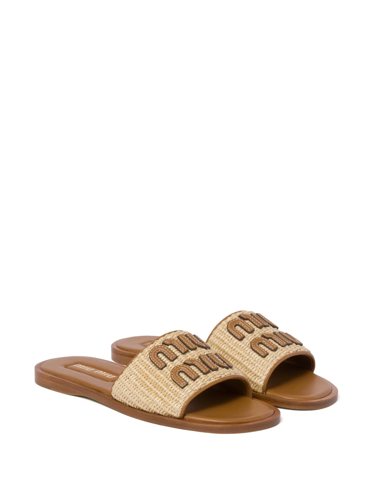 Miu Miu - Logo-patch Raffia Slides