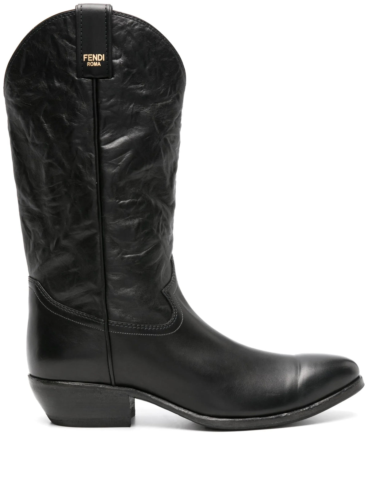 Fendi - Crinkled-leather Cowboy Boots