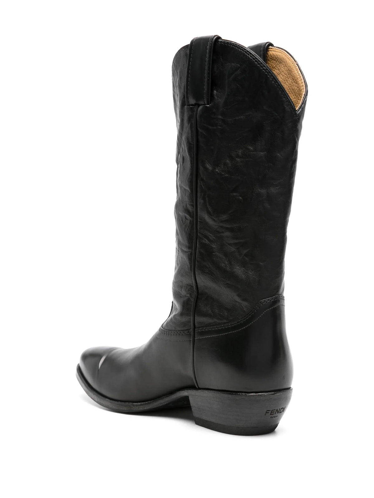 Fendi - Crinkled-leather Cowboy Boots