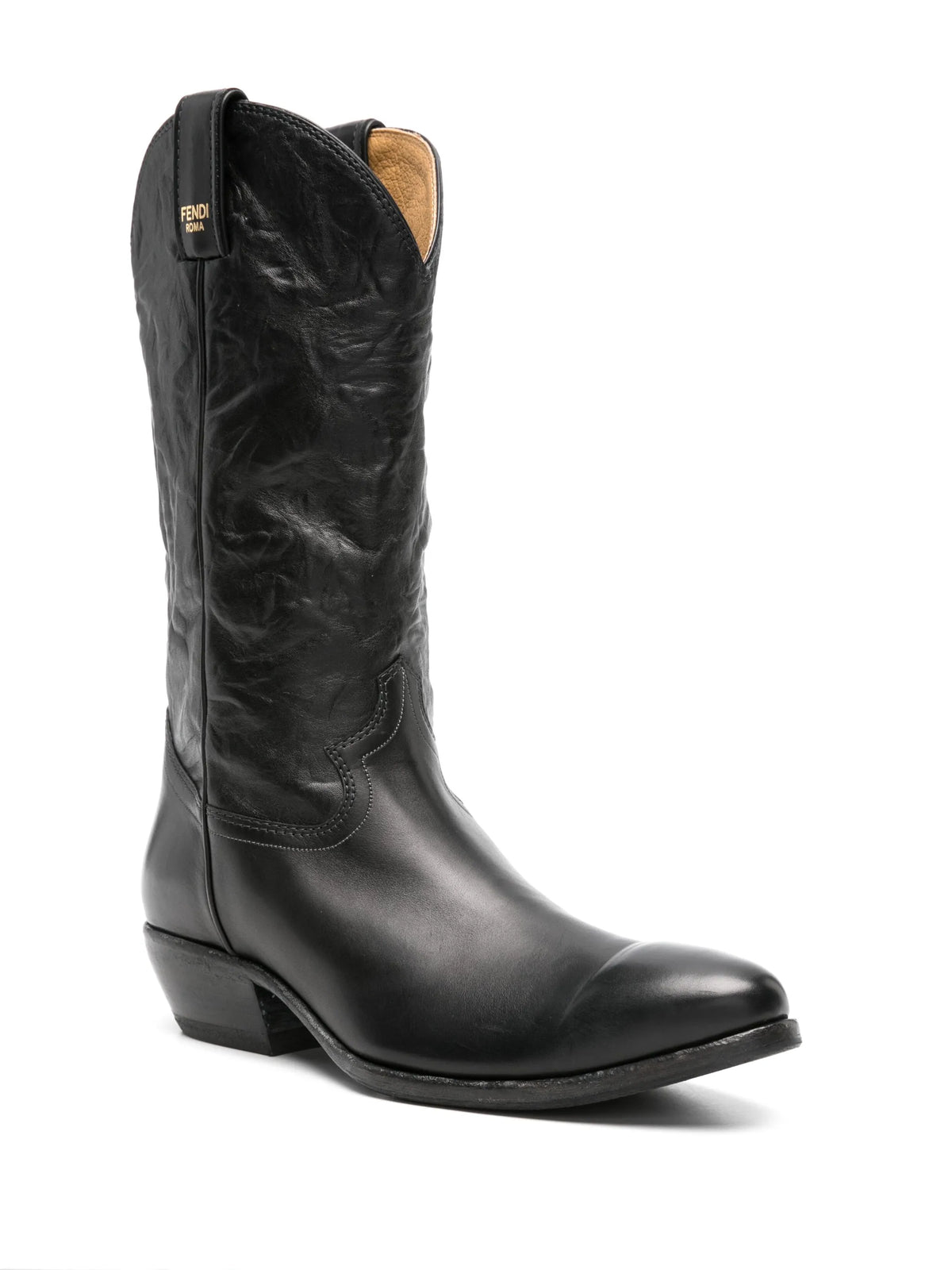 Fendi - Crinkled-leather Cowboy Boots