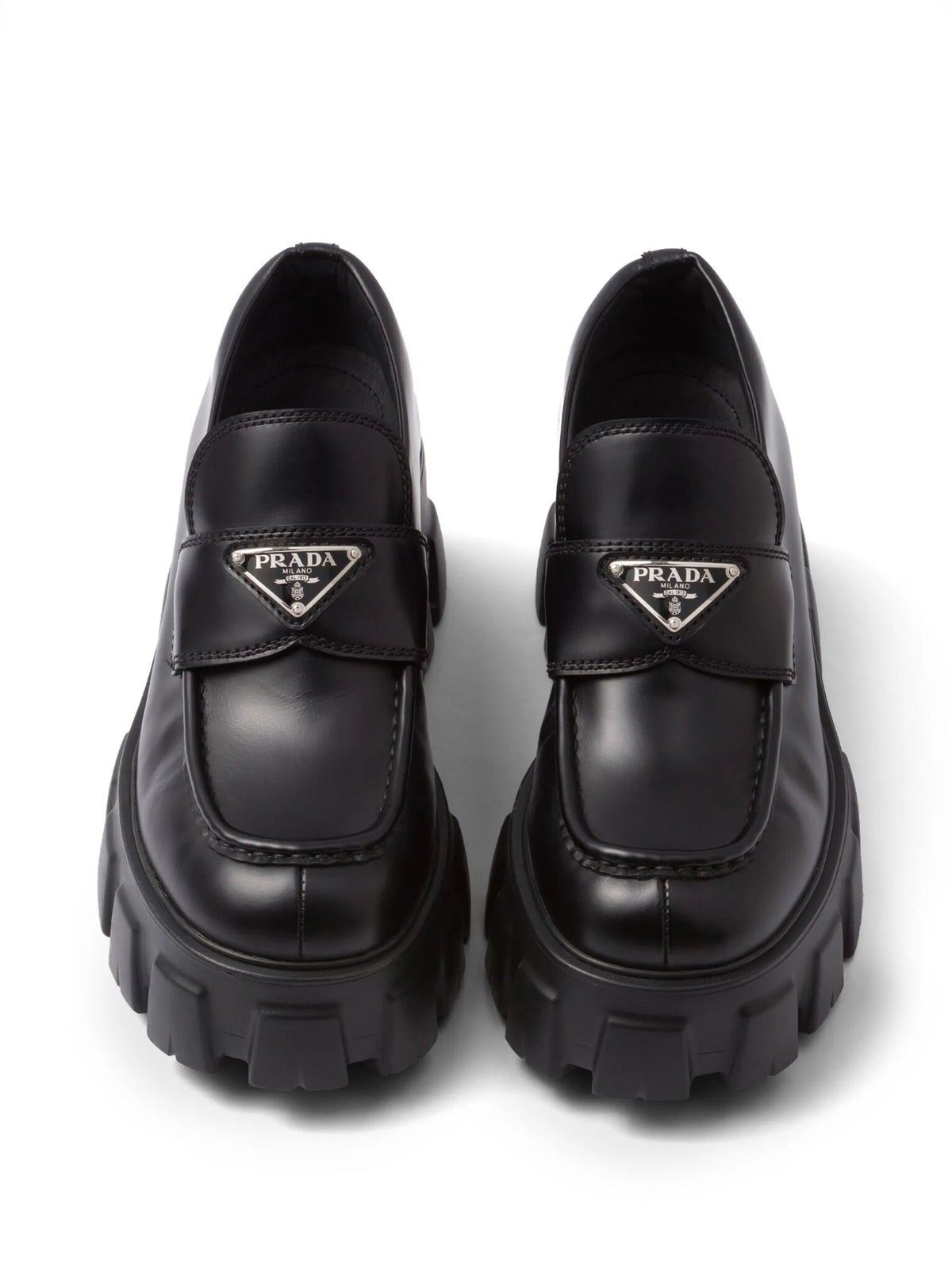 Prada - Brushed Leather Monolith Loafers