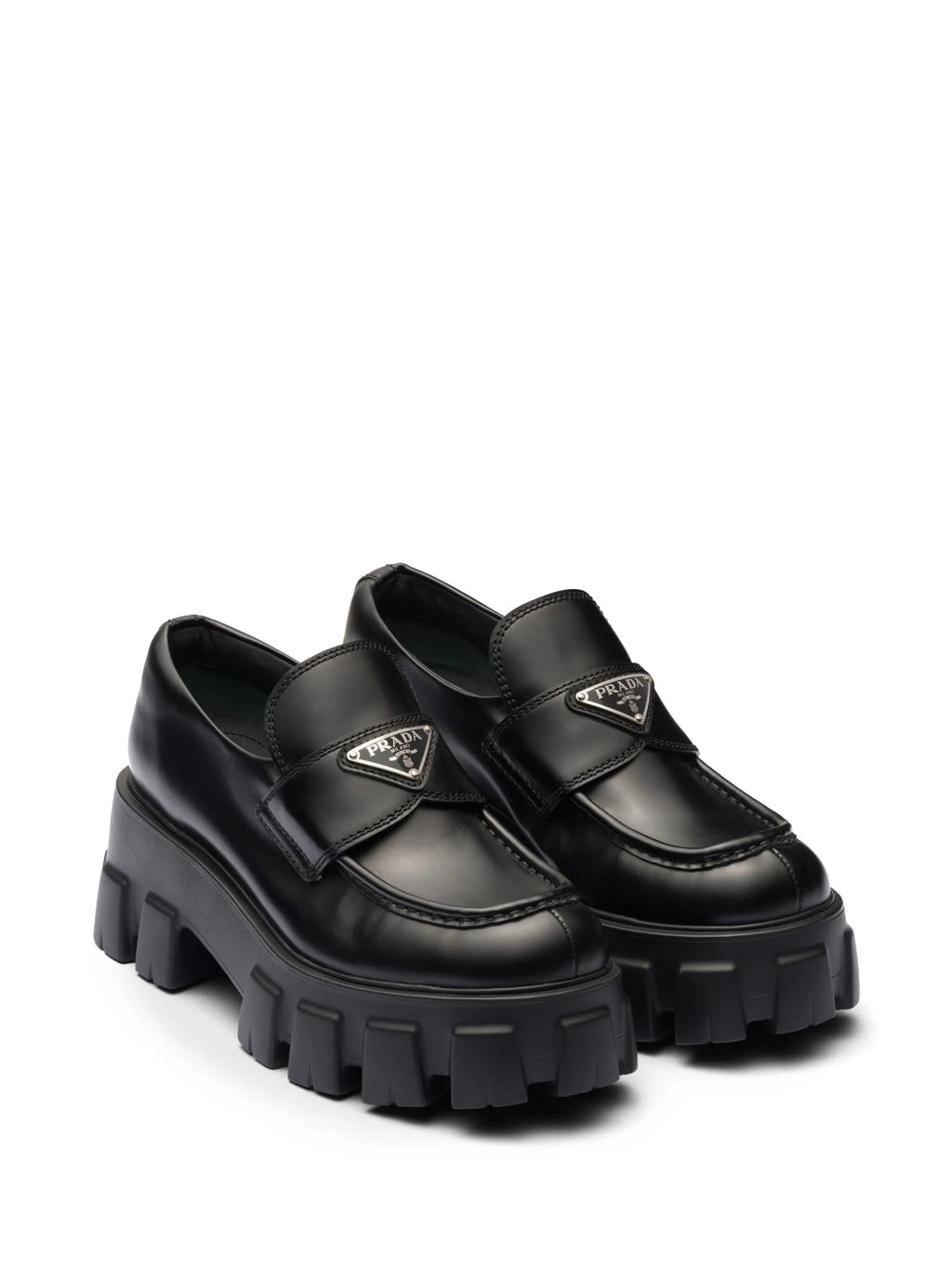 Prada - Brushed Leather Monolith Loafers