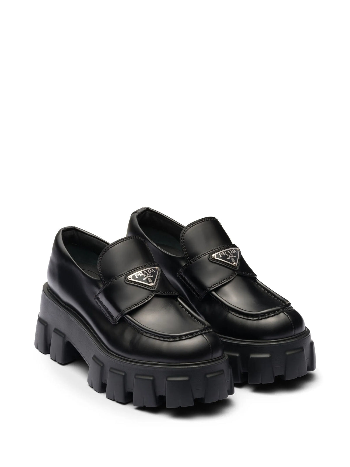 Prada - Brushed Leather Monolith Loafers